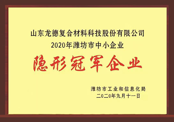 2020年潍坊市中小企业隐形冠军企业